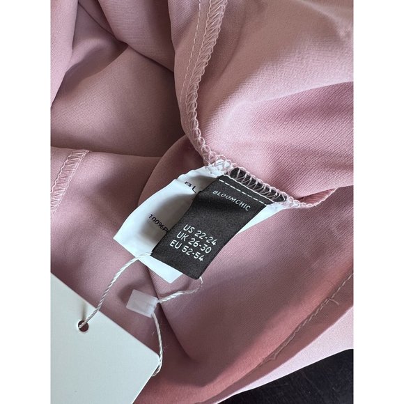 Bloomchic Womens Plus Sz 22-24 / 3X Top Pink Ruffle Sleeveless Lace Front Blouse - Picture 7 of 9